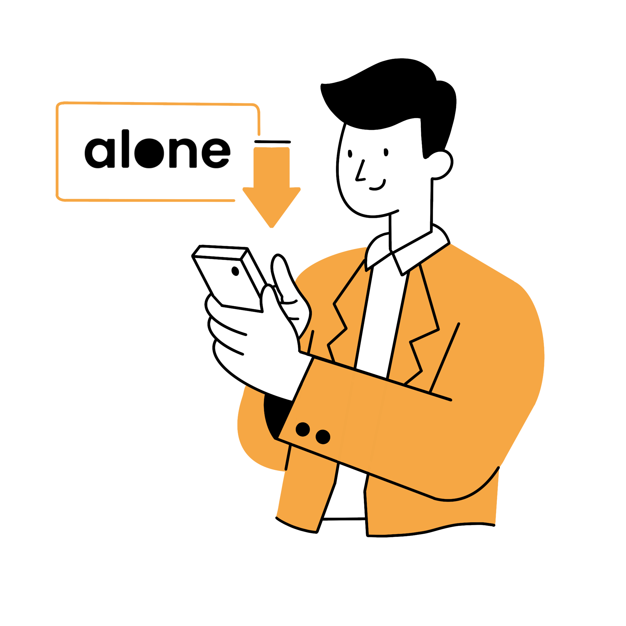 Download de Alone app via de Google Play of App Store.